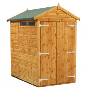 Power 6x4 Apex Secure Garden Shed - Double Door